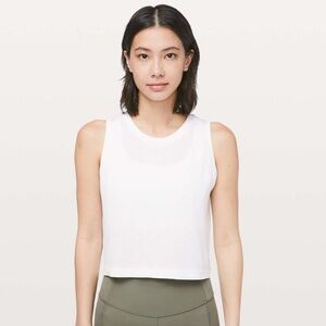 lululemon Breeze By Muscle Crop Tank 6 White/White